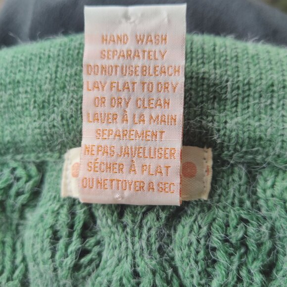 Tulle Office Siren Curvy Cable Knit w Rib Bodice Belt Back Sage Sweater Dress M - Picture 13 of 13